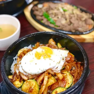 Spicy Seafood Bibimbap + Bulgogi Beef = Happiness