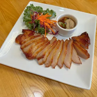 Grilled Pork Cheek Slices.