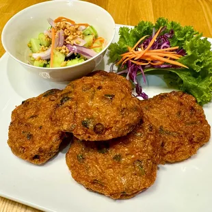 Fried Fishcake with cucumber salad