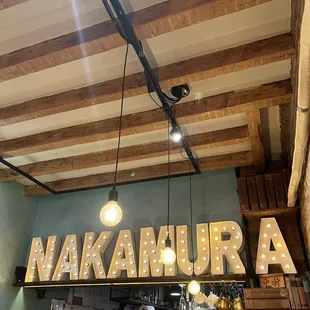 Sign above their kitchen