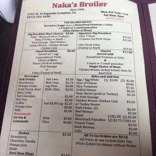 menu