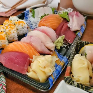 a variety of sushi on a plate