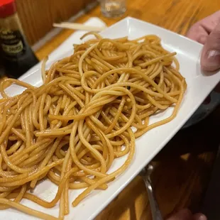 a plate of noodles
