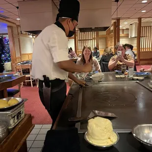 a chef preparing food