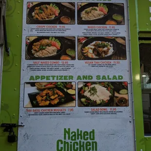 a menu on a food truck