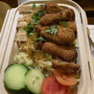 Half naked combo- Poached chicken was a bit dry but the fried was flavorful. Recommend the Thai brown sauce over orange