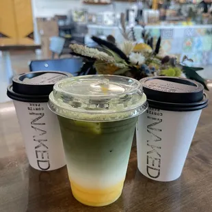 two cups of green tea