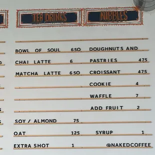 Menu as of February 2025
