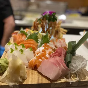 Hamachi sashimi ,Salmon belly sashimi ,salmon sashimi , Japan Tai sashimi