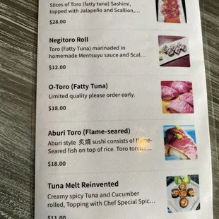 menu