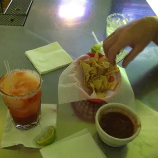 Margaritas and chips!! yum