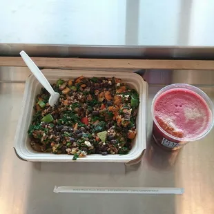 Molar bowl, pink lady, compostable straw