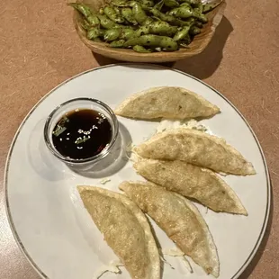 Spicy Edamames and Pot Stickers