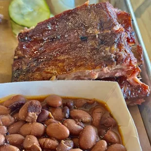 Pork ribs and beans.