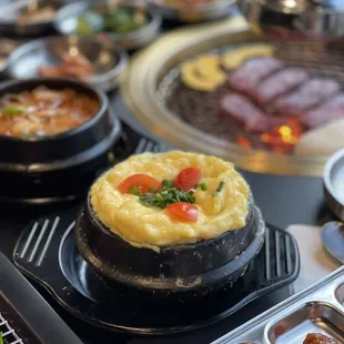 a variety of food items on a table