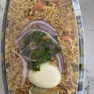 Vegetable Biryani- hard billed egg .
