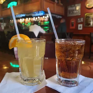 two drinks on a table