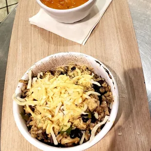 2&apos;13&apos;19 Pick 2 Meal w Cajun Rice Bowl w Grilled Chicken and Chicken Enchilada Soup