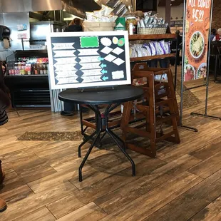 a table with a menu on it