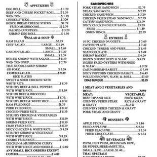 Menu! Prices have changed. Menu is same. Cash only.