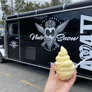 a hand holding an ice cream cone