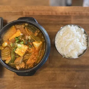 Pork Kimchi Jjige With White Rice (side)