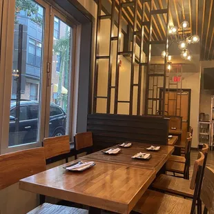 a view of the dining area