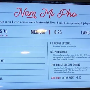 Pho Menu January 2023