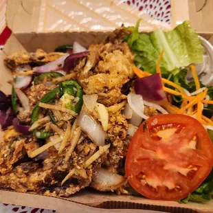 a take out box of food