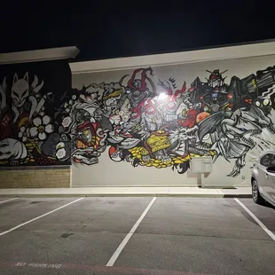 Closer view of outside painting