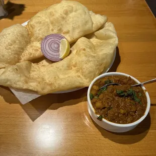Chole bhature - a dish of chickpea curry and fried flatbread