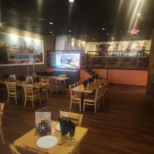 Large dining area with a step up area.