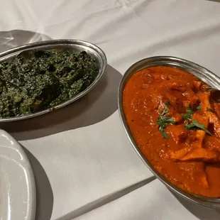 Chicken Saag and Paneer Makhni (Butter Paneer)
