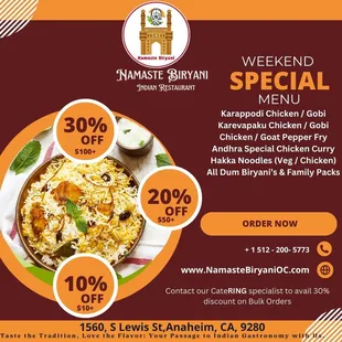 Weekend Specials Offer