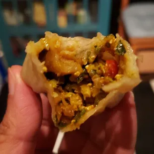 Interior of mamacha ($8), vegan w/tofu. Pretty good.