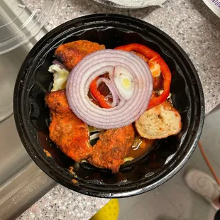 a bowl of food on a table