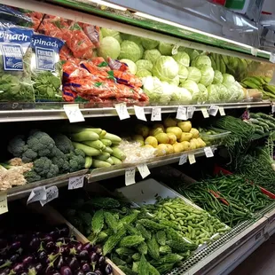 a produce section in a grocery store
