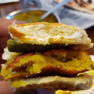 Interior of vada pav ($11). Not good. Weird flavor.