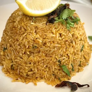 Long-grained Basmati rice, infused with saffron, aromatic spices, and herbs. All Biryani is served with a side of Raita- savory yogurt