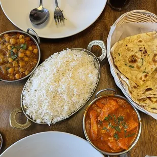 The food is served in its own dish so you can serve yourself or share. The garlic naan and parathas tasted very homemade... excellent!