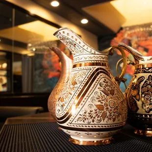 two vases on a table