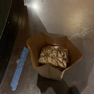 My food putting it in a bag on the floor...