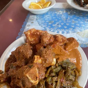 Butter Chicken Biryani and okras