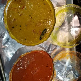 Lentil with tomatoes and chicken Tikka masala. I&apos;m sorry I&apos;ve had better.....this wasn&apos;t it