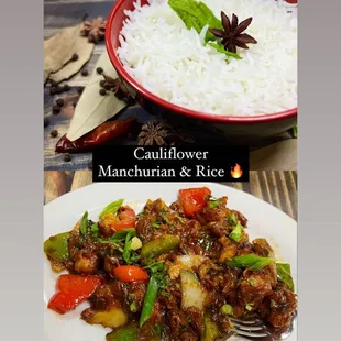 a plate of meat and rice