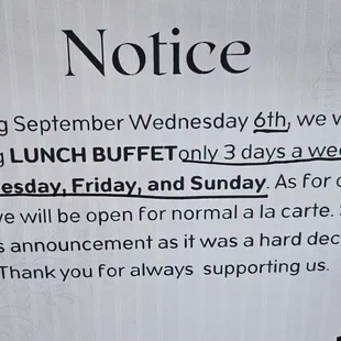 Big changes coming to their buffet...