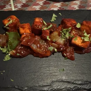 Paneer chili appetizer