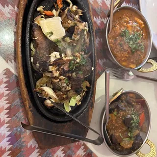 Achari Baigani with Saffron Basmati Rice