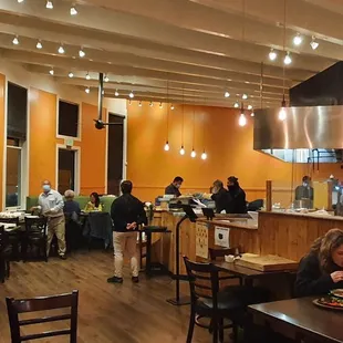 Indoor dining looks great! The patio is beautiful, but it's too chilly out tonight