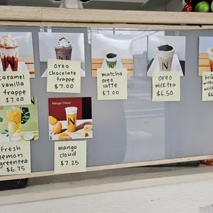 prices of various drinks